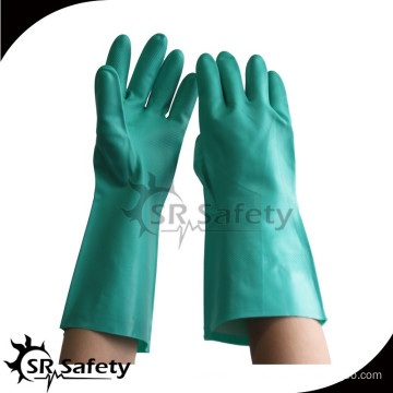 SRSAFETY long sleeve green nitrile gloves
